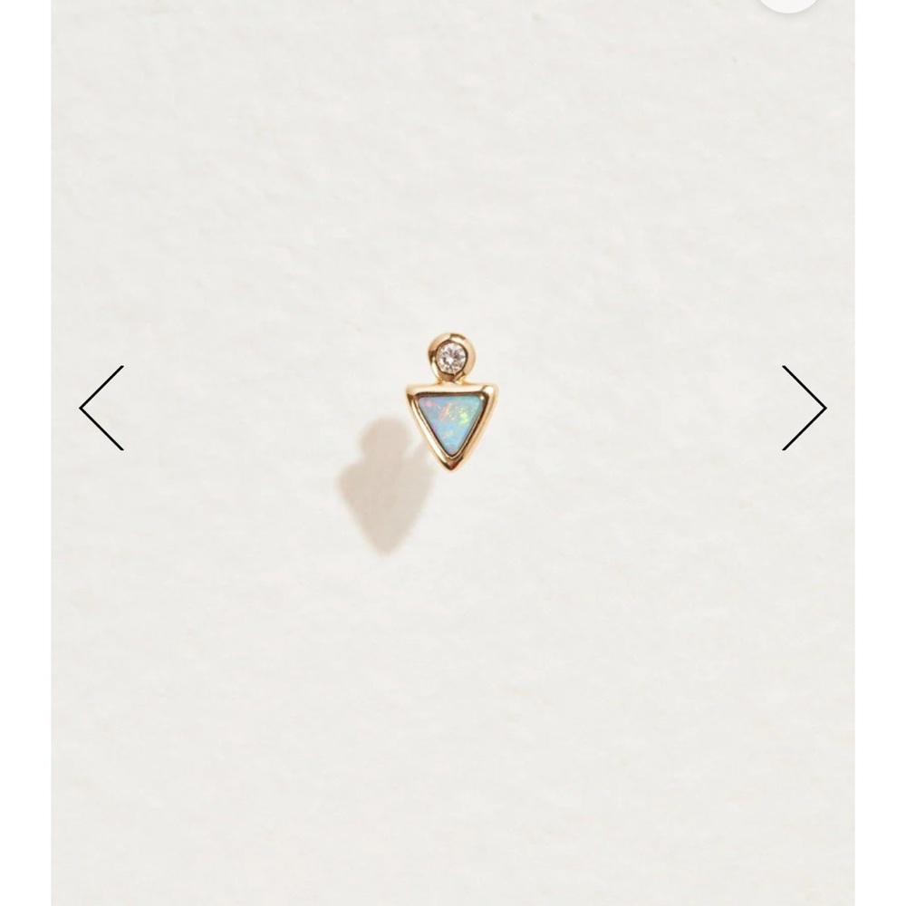 Pamela Love Threaded End Earring Triangle Dot Yellow Gold Opal Diamond